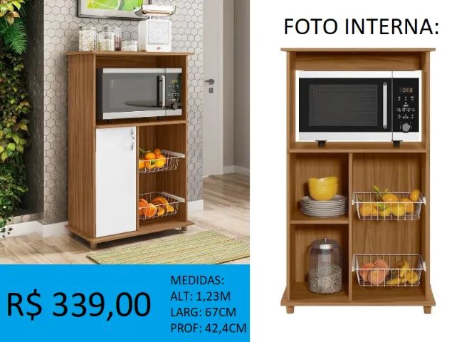 fruteira/balcão com espaço para microondas - a pronta entrega 