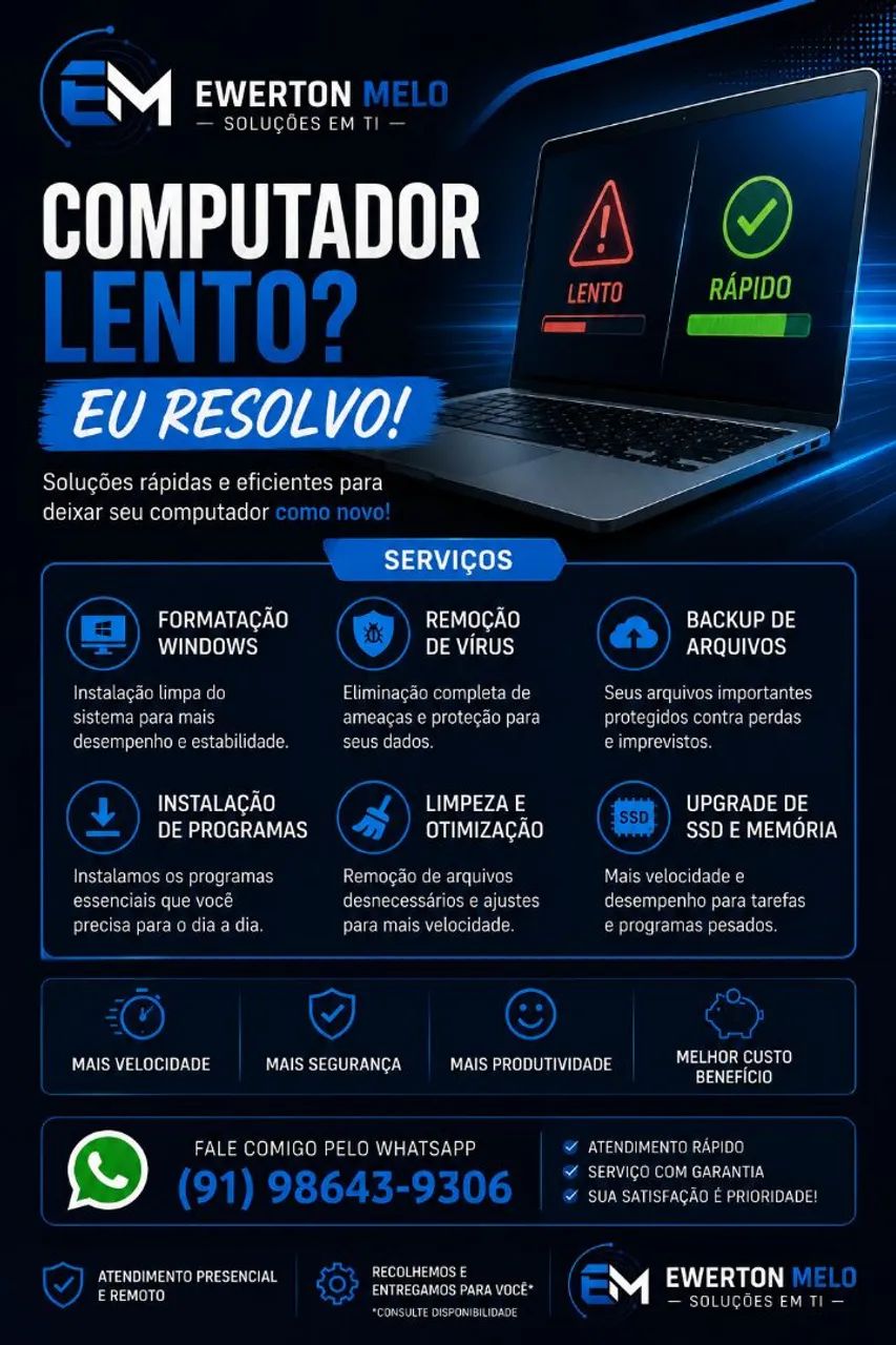Manutenção de Computadores e Notebooks | Formatação, SSD, Windows 10/11