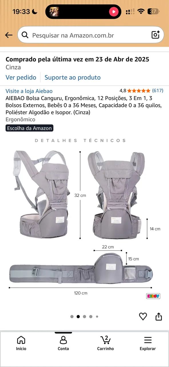 BOLSA CANGURU ERGONÔMICA  - Foto 4