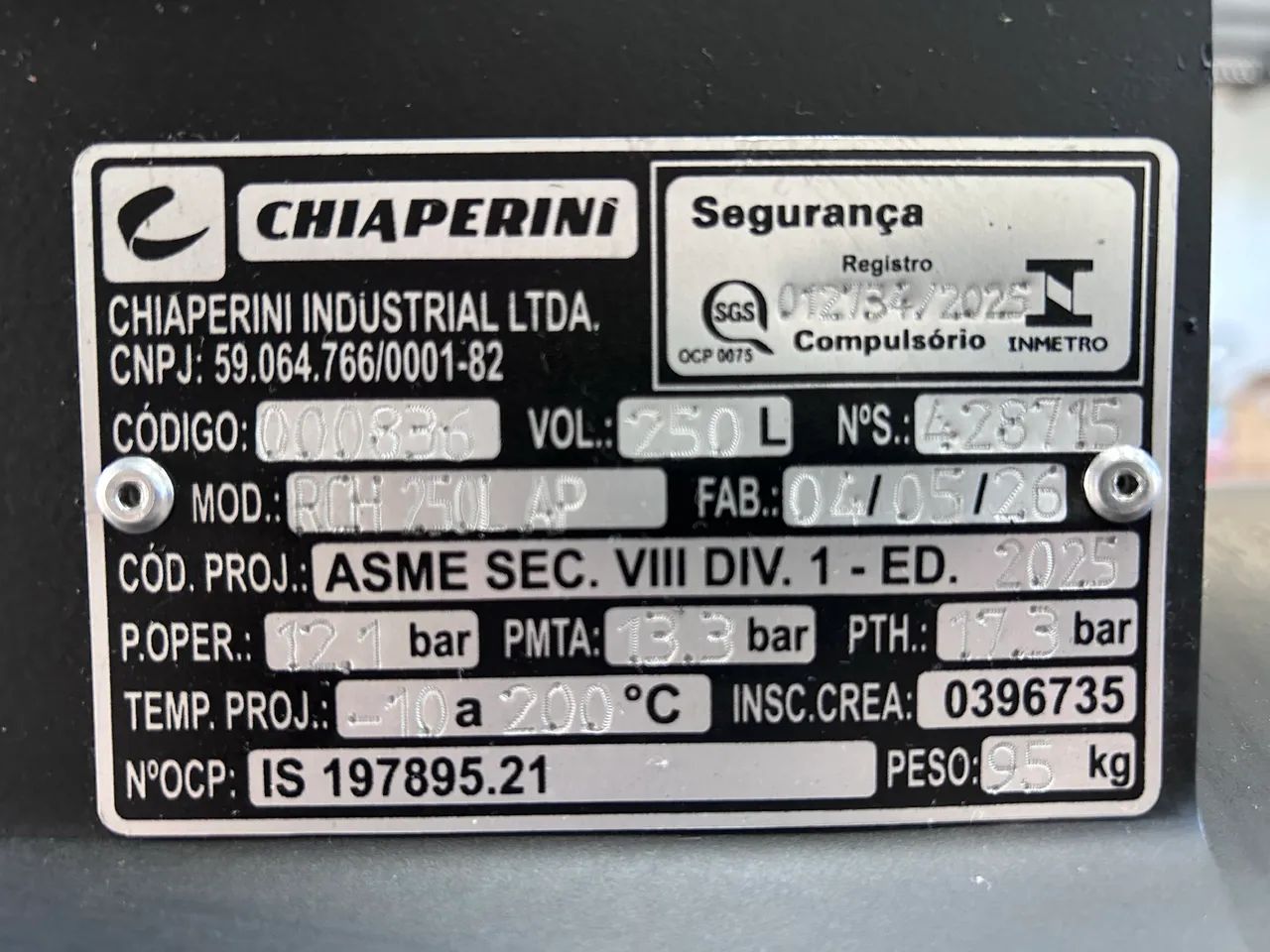 COMPRESSOR CHIAPERINI NOVO - Foto 3