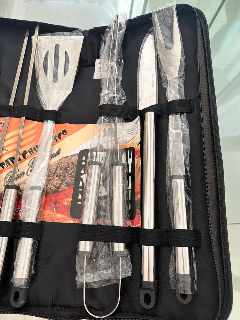 Conjunto para Churrasco 10 Peças com Estojo - Novo - Foto 4