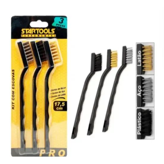 Escova de aço e plástica Kit com 3 peças Startools