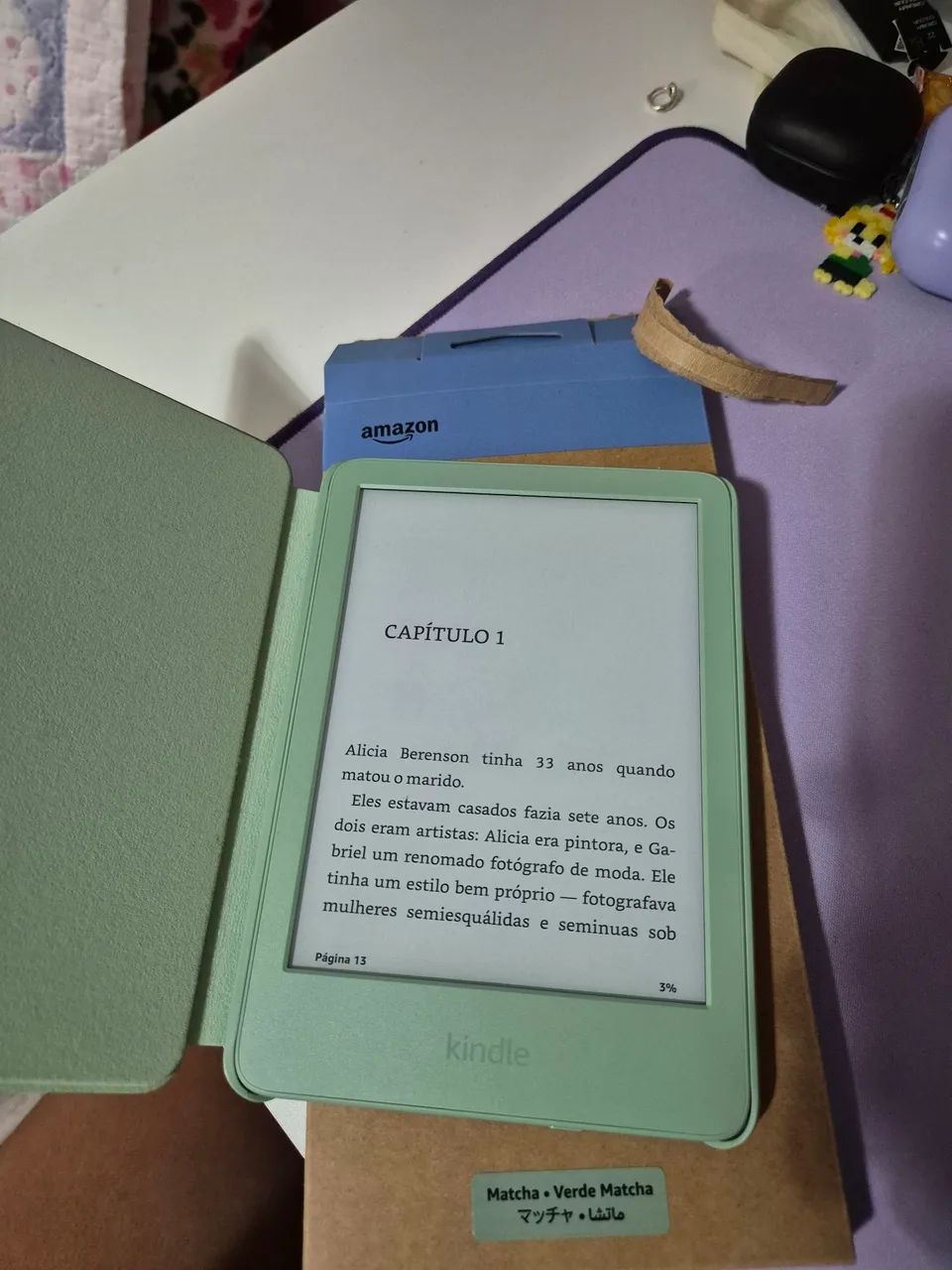 Kindle verde 16GB com capa original da Amazon - Foto 3