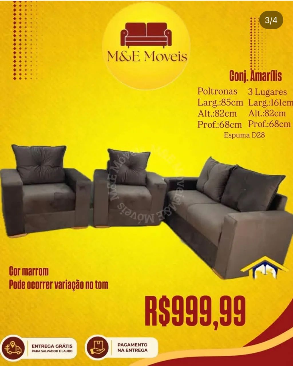 Sofá 3 lugares e 2 poltronas com entrega grátis  - Foto 2