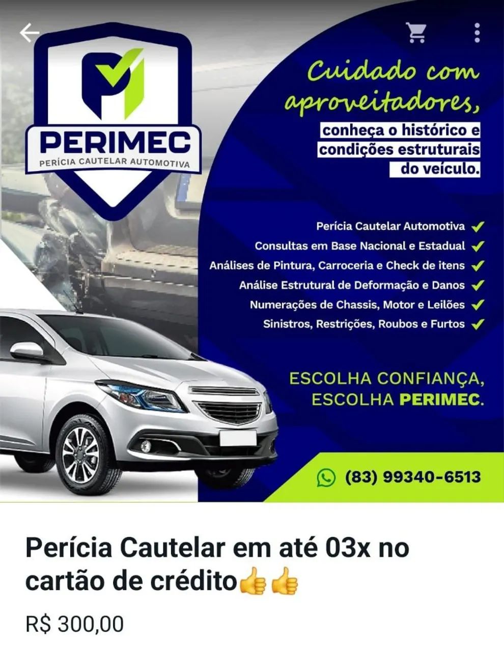 Perícia Cautelar Veicular / Avaliador Automotivo 