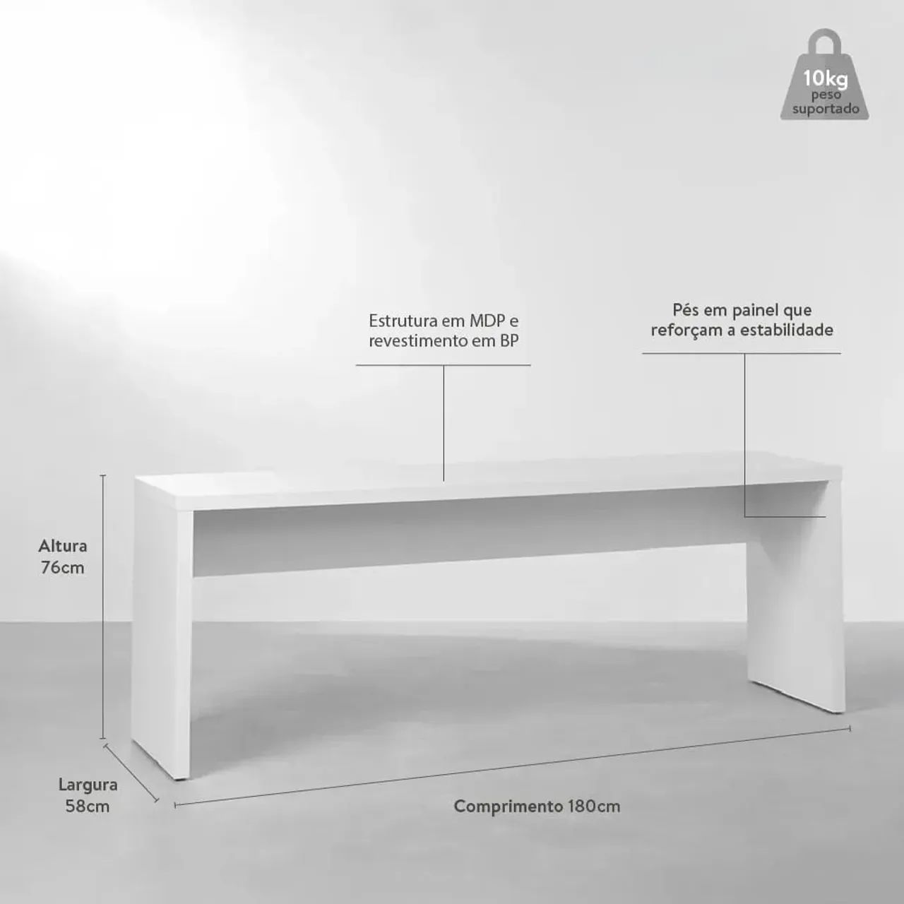 Mesa Bancada Branca AbraCasa - Foto 2
