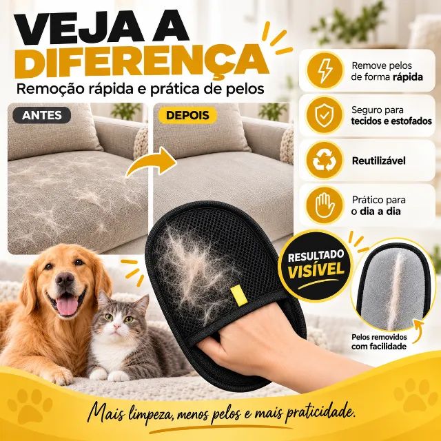 Luva Tira Pelo Pet Para Pets Sofá E Roupas - Original - Foto 3