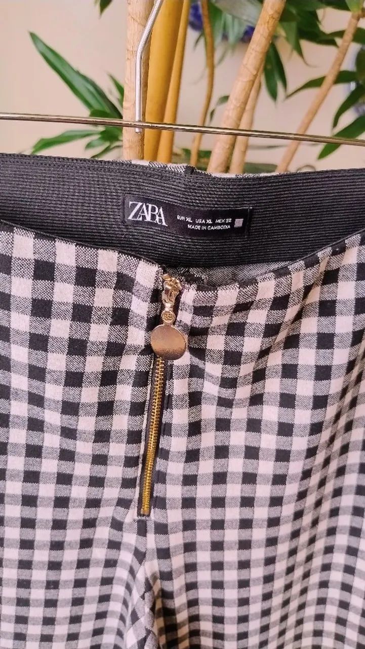 Calça Xadrez P&B da Zara - Foto 2
