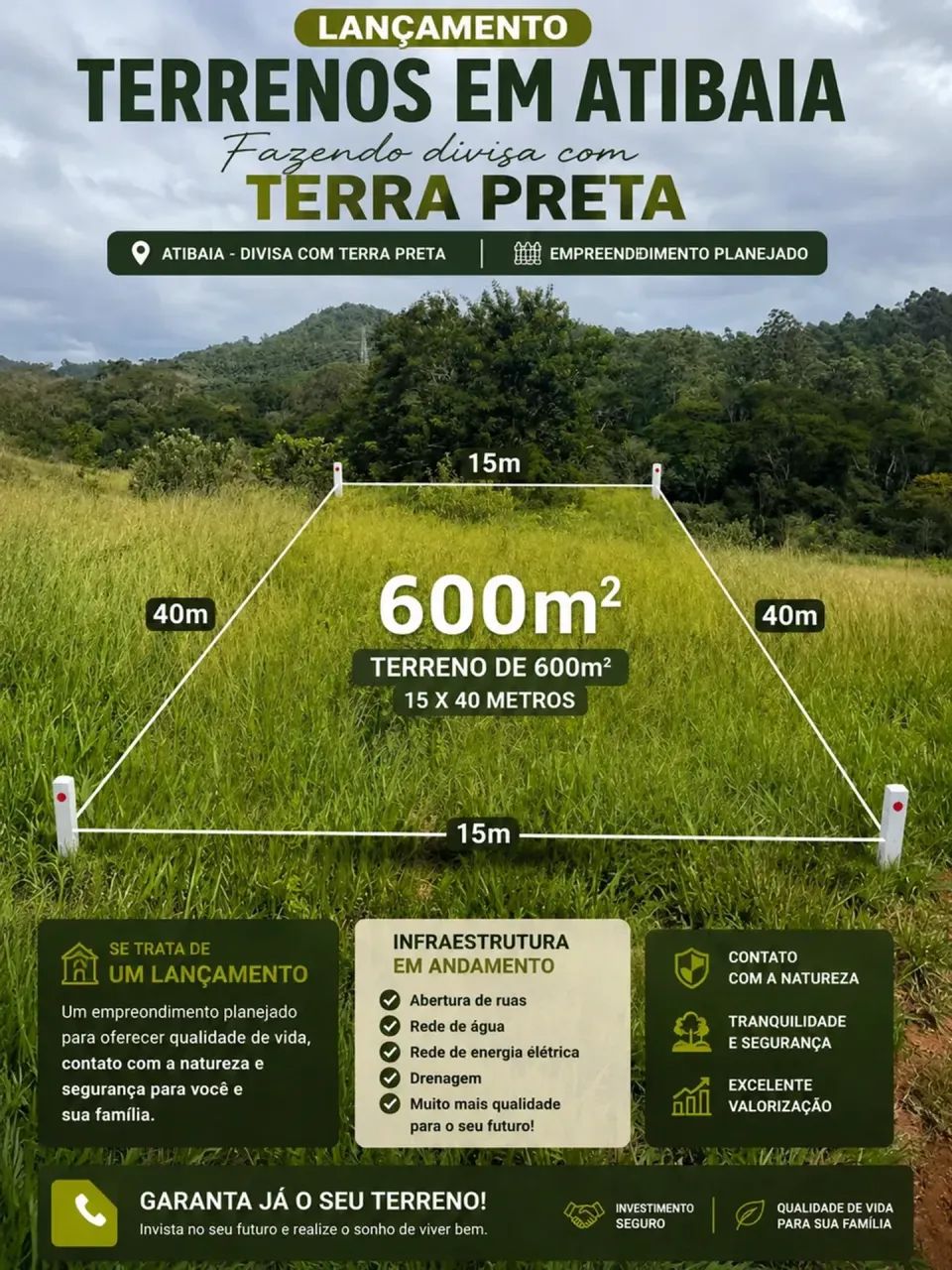 LANÇAMENTO EM ATIBAIA | Terrenos de 600m²