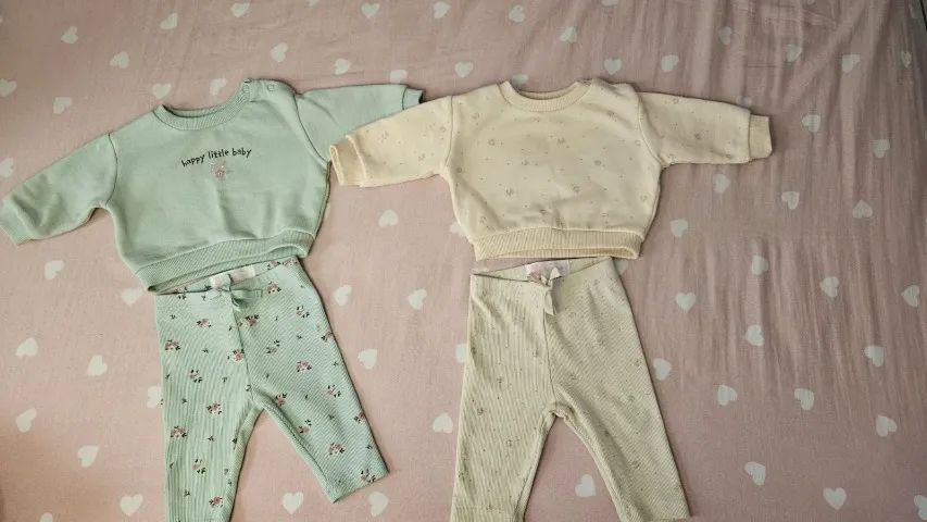 Kit 2 conjuntos para os dias frios super confortáveis para bebê menina (0 a 3 meses)