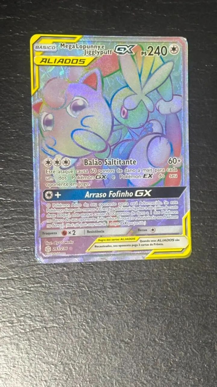 Carta Pokémon Mega Lopunny e Jigglypuff GX 261/236 Original - Foto 3