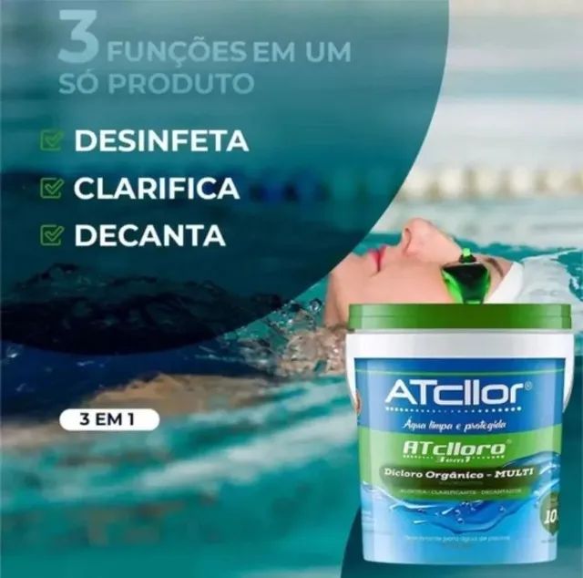 PROMOÇÃO - Limpa Piscina Atclloro 3 em 1 Multiação e Dicloro e Aglicida Atcllor - Foto 5