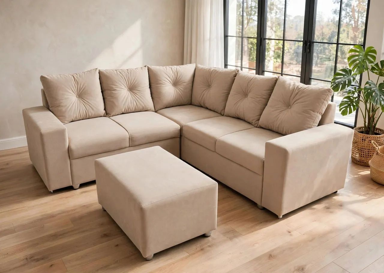 Sofa de canto com puff novo lacrado 