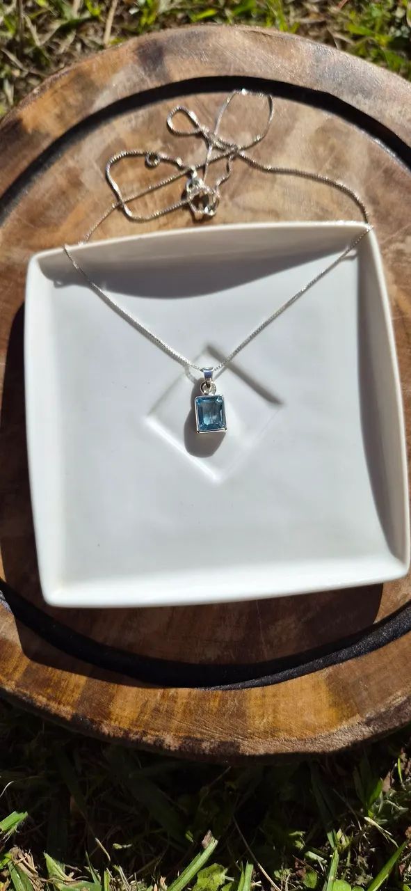 Colar em prata com Topázio Blue  - Foto 2