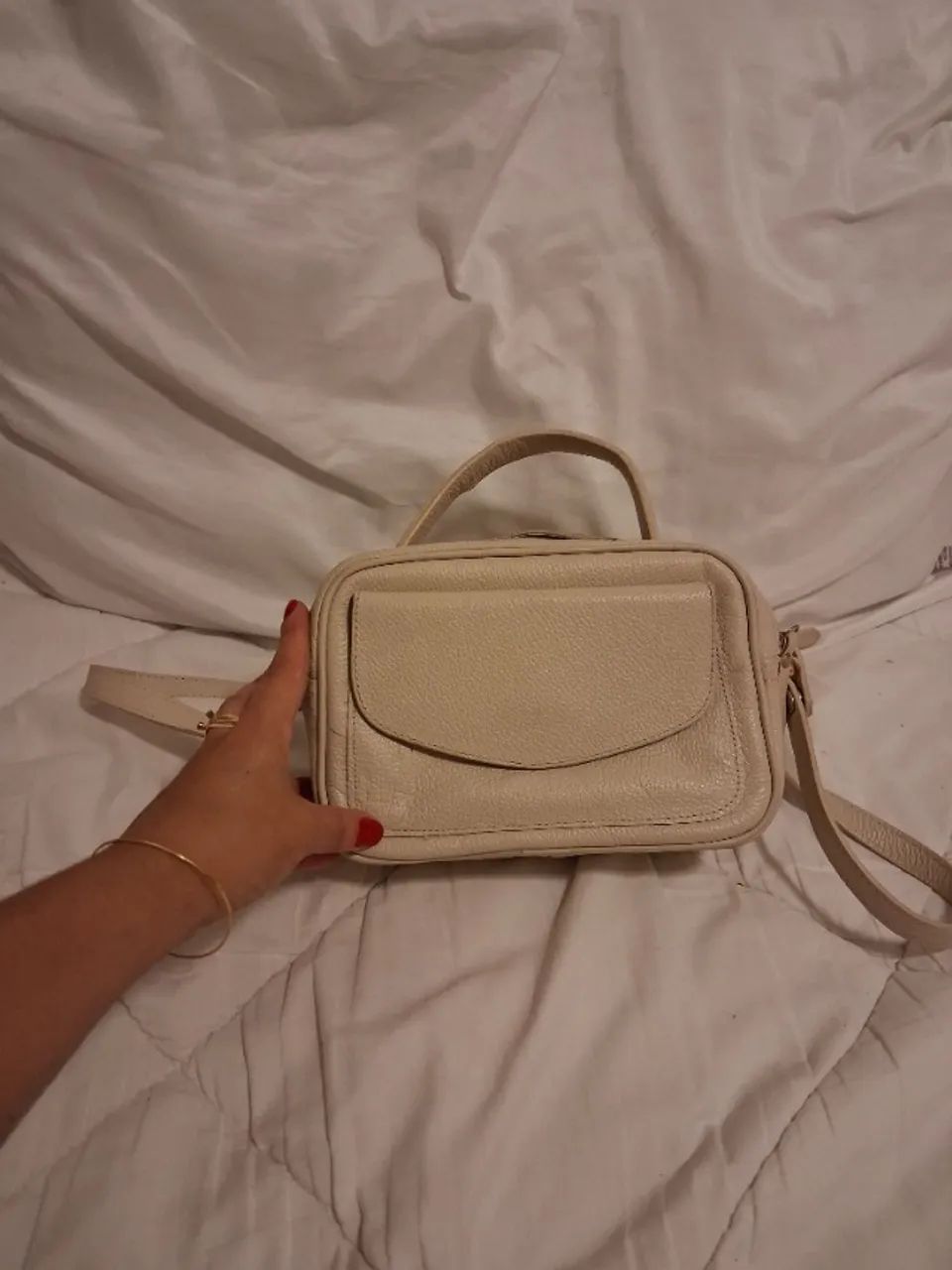 Bolsa off white couro legítimo  - Foto 5