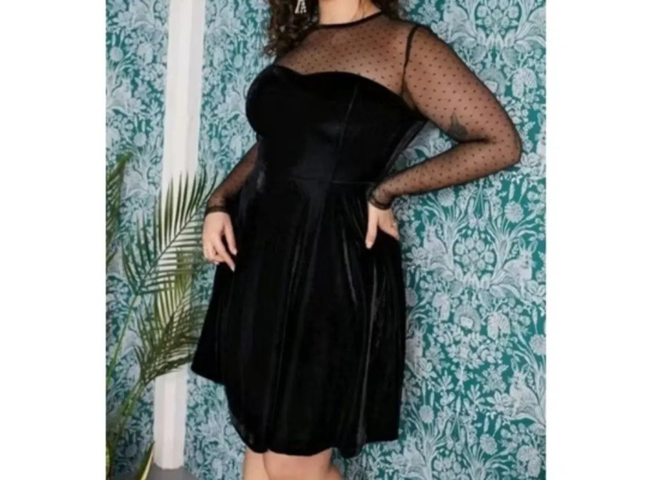 Vestido Plus Size Preto Veludo