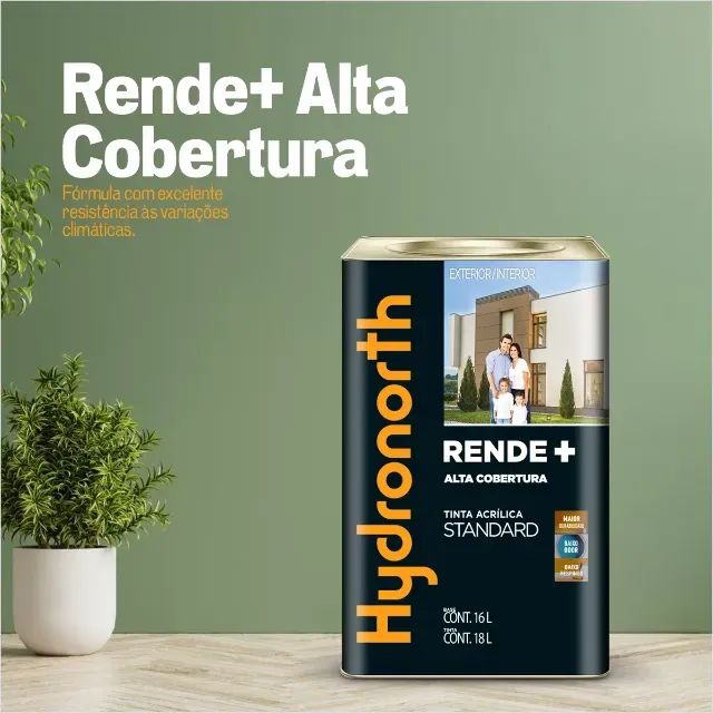 *PROMOÇÃO*Tinta acrilica Standard RENDE + 18L Hydronorth R$189,90 (Consulte cores)