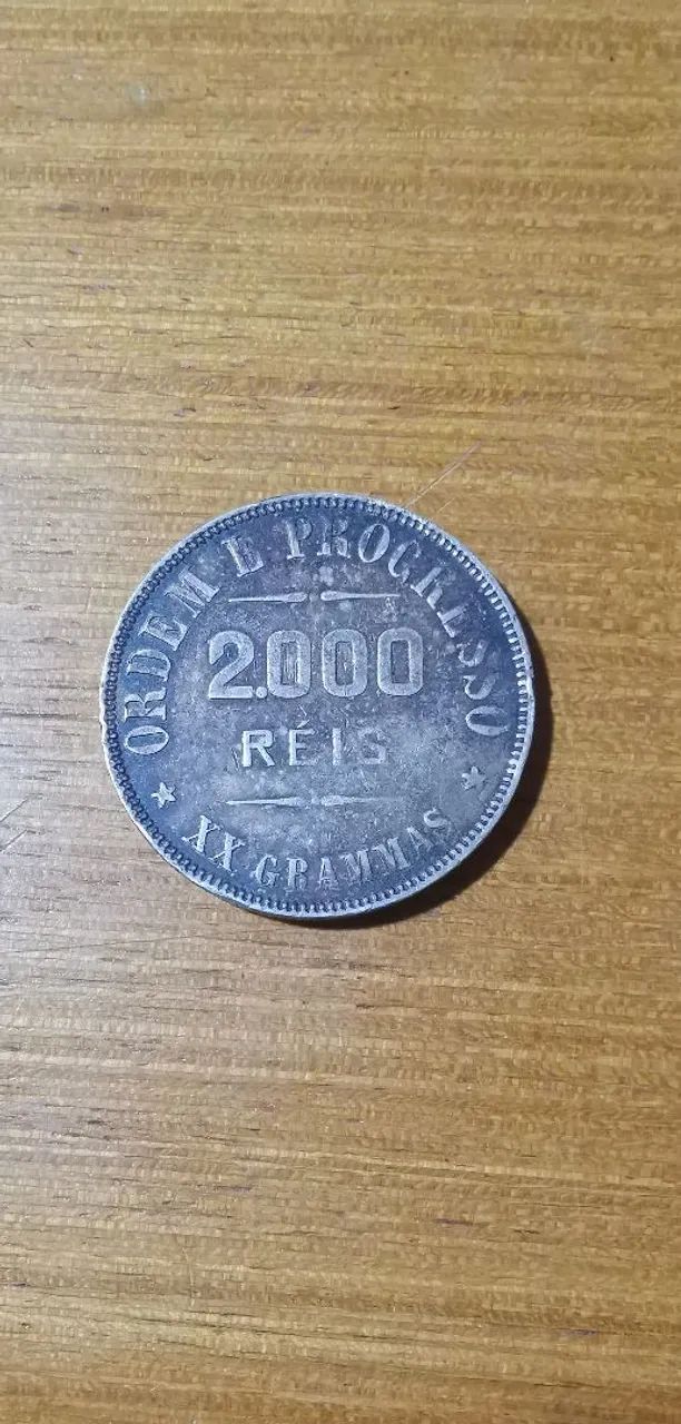 Moeda 2000 Mil Réis XX Gramas 1907 Prata