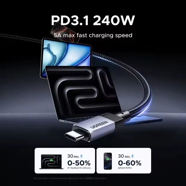 Cabo USB-C x USB-C Ugreen PD 240 W 10 Gbps USB 3.1 100 cm - Foto 4