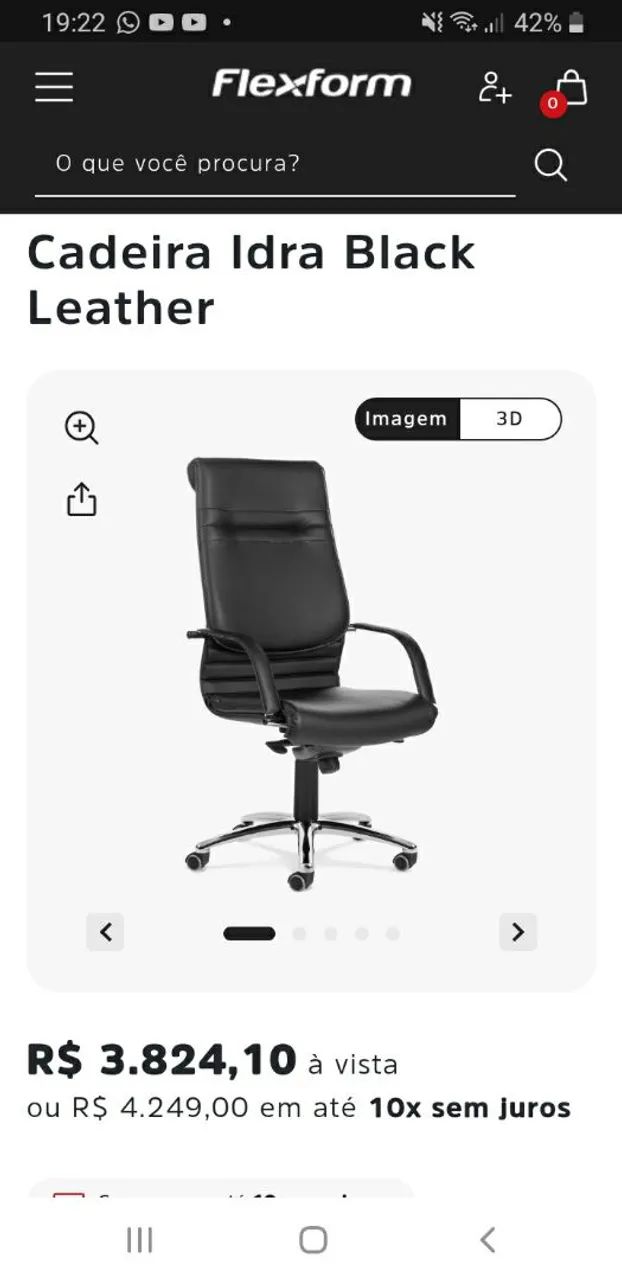 Cadeira Flexform Idra Black Couro Verdadeiro - Foto 4