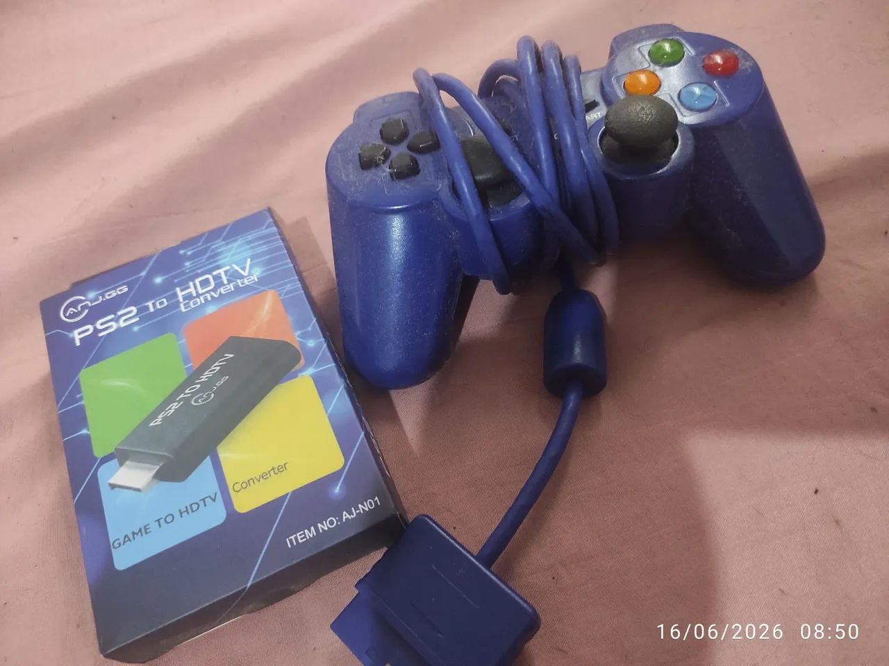 Controle PS2 e cabo HDMI 