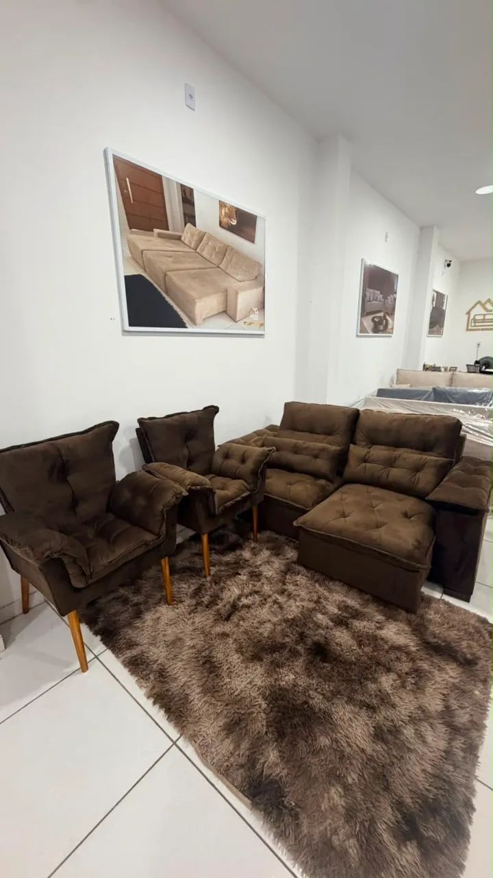 Sofa Retrátil de luxo com poltronas 