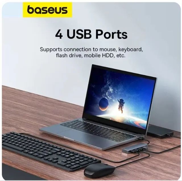 Hub Baseus Com 4 Portas Usb 3.0 Baseus P/ Pc Laptop Macbook - Foto 3