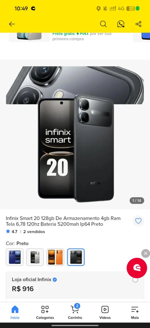 Celular smart 20 apenas dois meses de uso
