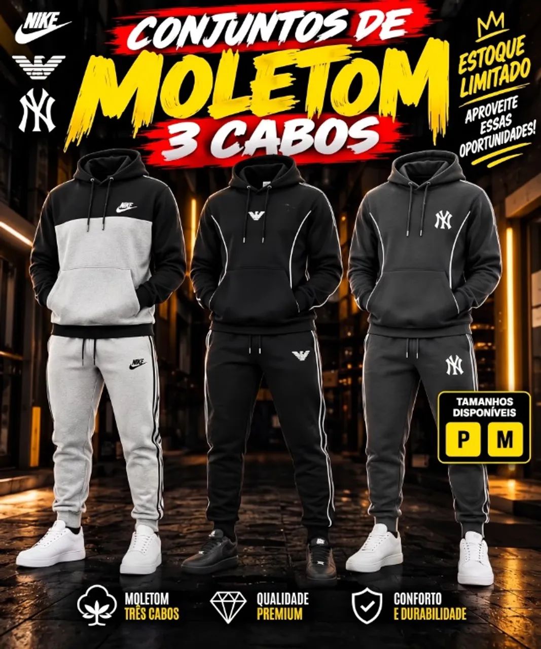 Conjunto de moletom 3 cabos