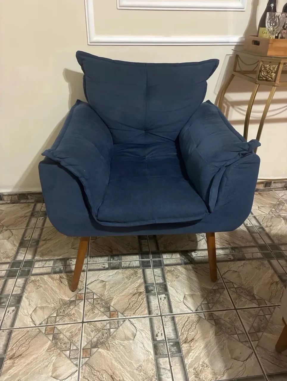 POLTRONA SUEDE AZUL-MARINHO  - Foto 2