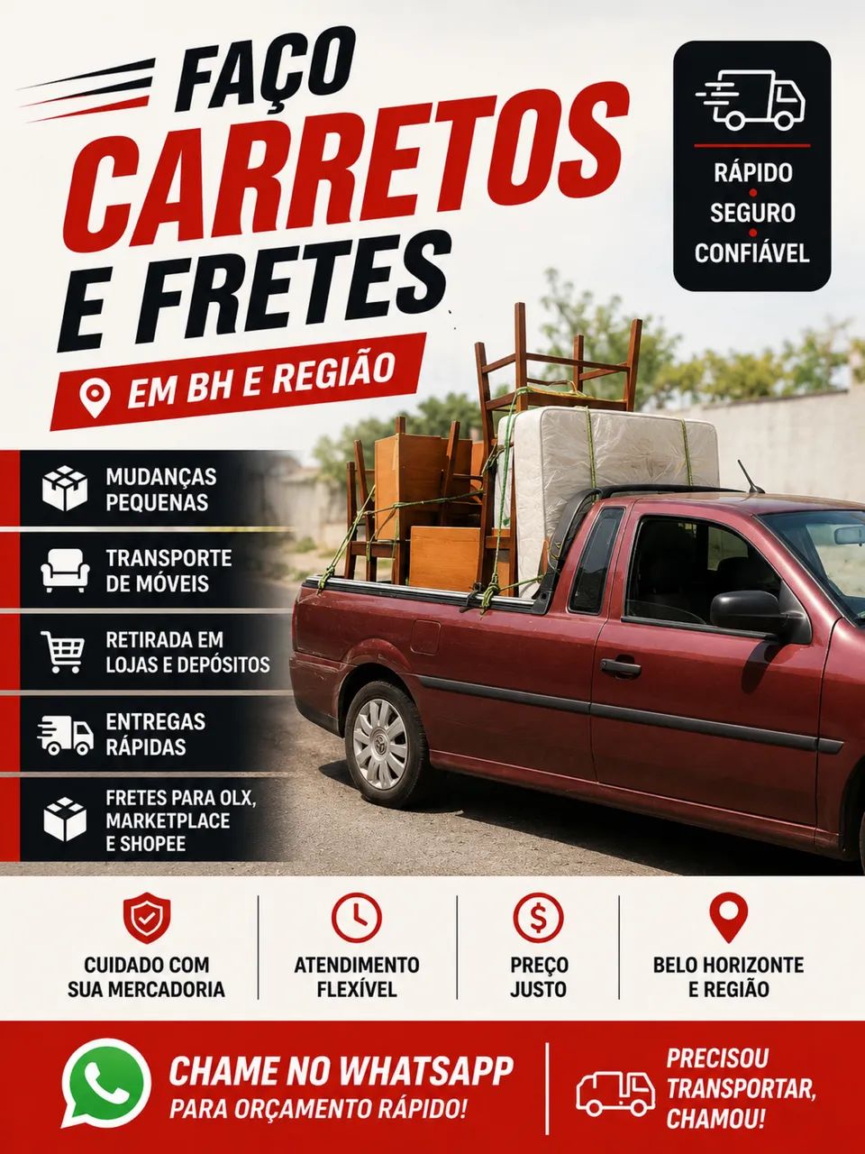 FAÇO CARRETOS E FRETES EM BH E REGIÃO 