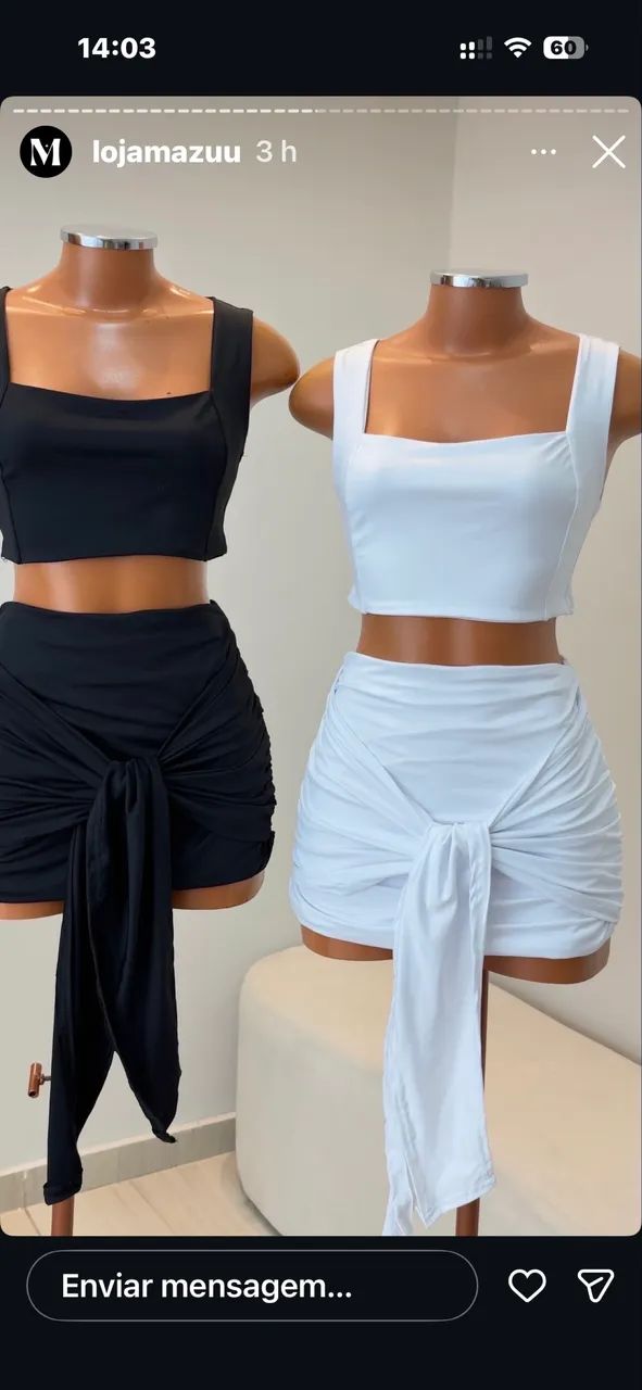 Conjunto saia e cropped preto