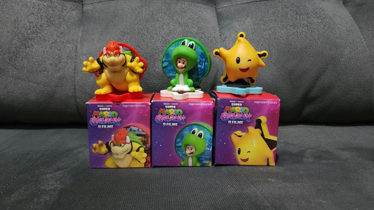Kit 3 Bonecos Mario Galaxy o Filme 