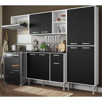 Cozinha Compacta 9 Portas Multimóveis Branco Preto