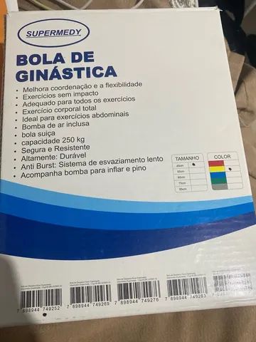 Bola Suíça para Ginástica Bomba Inflável 250kg SUPERMEDY