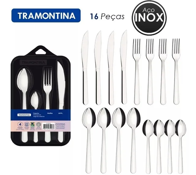 Kit Garfo e Faca Laguna 24 Unidades Inox Tramontina - Faqueiro / Jogo de  Talheres - Magazine Luiza