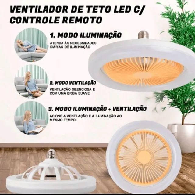 Ventilador de Teto com LED e Aromatizante Lâmpada E27 Com Controle Remoto - Foto 5
