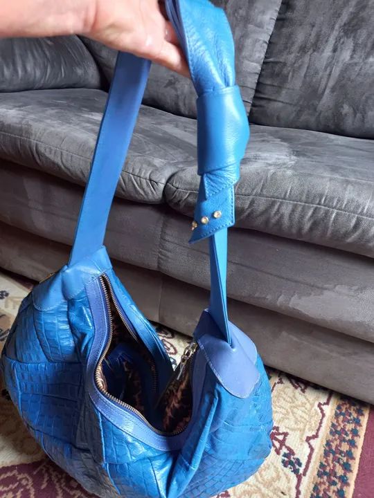 Bolsa Azul de Couro - Foto 3