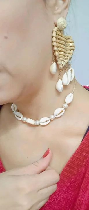 (Novo) Kit Choker + par brincos búzios artesanal - Foto 4