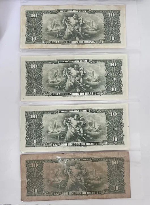Kit 4 Cédulas Antigas 10 cruzeiros - Foto 2
