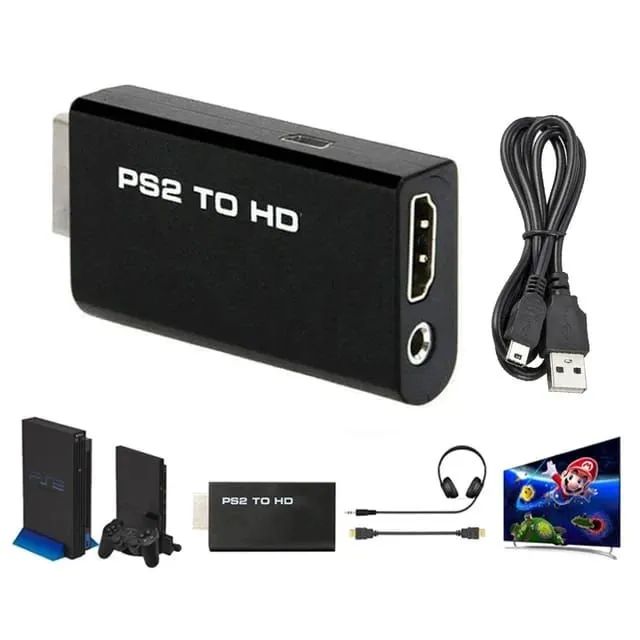 Conversor PS2 para HDMI, áudio e vídeo com porta de áudio - Foto 2