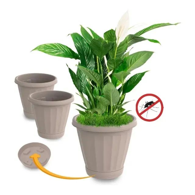 Kit 3 Vasos Cachepot 22 cm Palha Uninjet