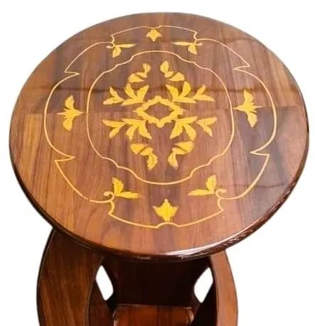 Mesa Lateral oval Estilo Inglês compartimento inferior tampo redondo detalhes marchetaria - Foto 4