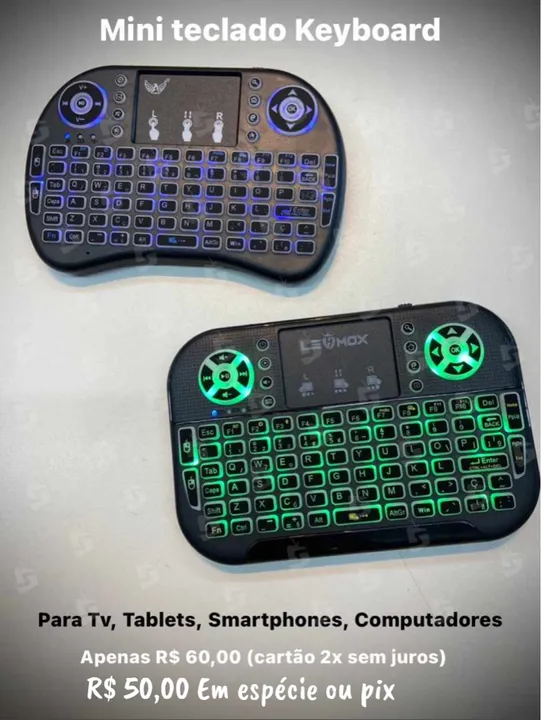 Teclado Sem Fio Mini para Smart TV - RGB - Bluetooth