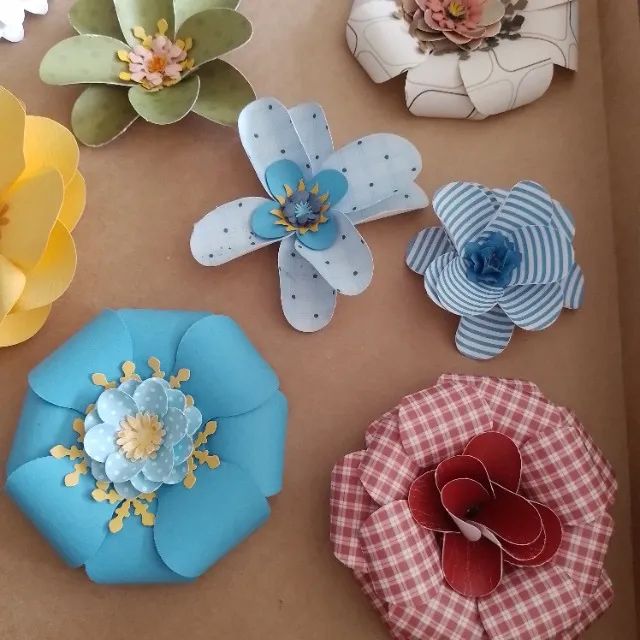Flores em papel diversas aplicação em convites, lembrancinhas, cartões, arte em geral - Foto 6