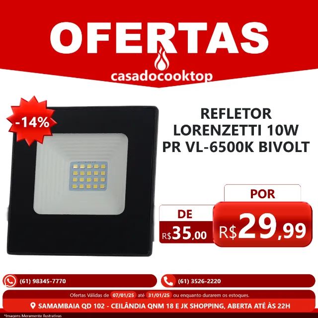 Refletor lorenzetti 10w pr vl-6500k bivolt