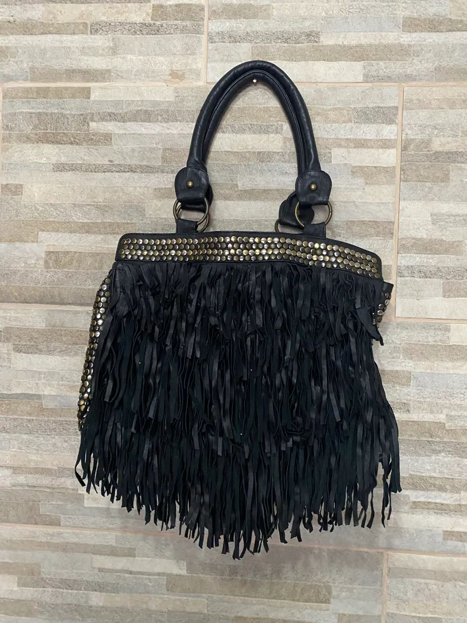 Bolsa de couro da marca Ateen com franja modelo tipo Boho - Foto 5