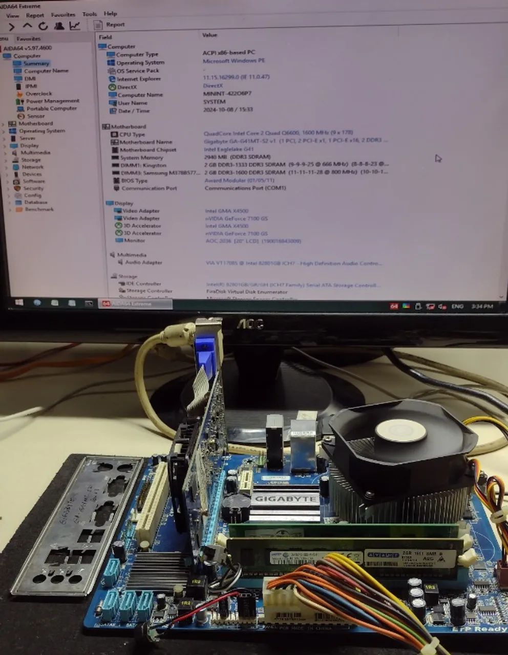 Placa mãe Gigabyte com Intel core Quad Q6600 Peças de Hardware