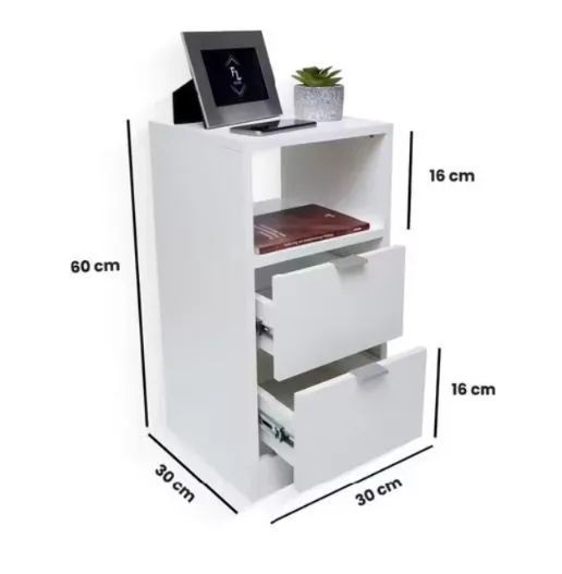 Mesa de Cabeceira Criado Mudo MDF Branco  - Foto 2