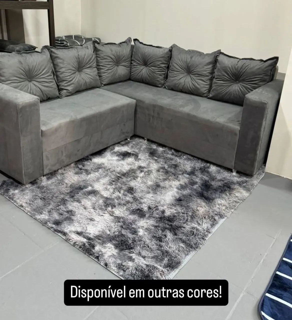 Sofá em L com almofadas entrega grátis 